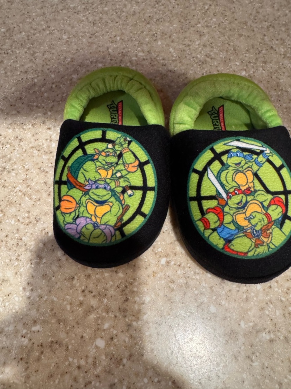Toddler Nickelodeon Black & Lime Teenage Mutant Ninja Turtles Slip-On Slippers